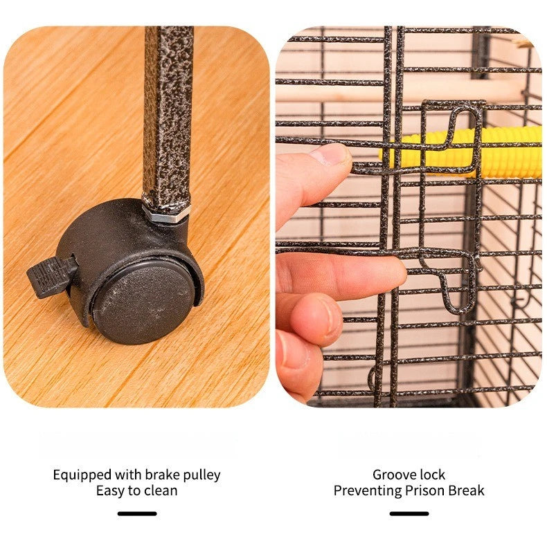 Luxury Bird Cage Large Parrot Birds Cages Accessories Drawer Wheels Birds Houses Lock Parrots Pigeon Feeder Birdcage Supplies