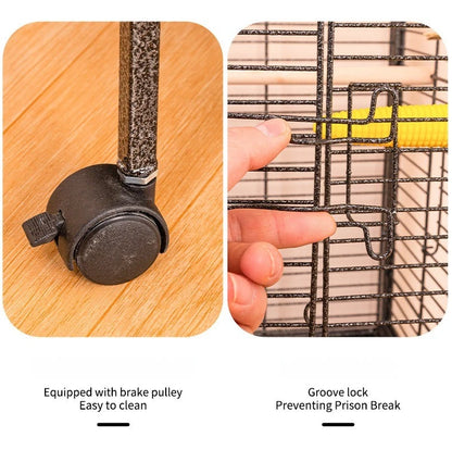 Luxury Bird Cage Large Parrot Birds Cages Accessories Drawer Wheels Birds Houses Lock Parrots Pigeon Feeder Birdcage Supplies