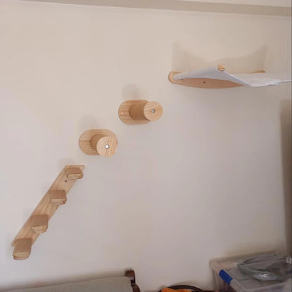 Wall Mounted Cat Tree with Sisal Scratching Post, Climbing Ladder, Jumping Platform and Hammock, creating a fun place for cats!