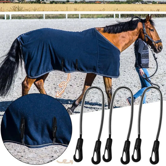 Elastic Horse Blanket Straps with Double Ended Clips Adjustable Length 21" to 28" Stretchy Leg Straps for Horse Blanket
