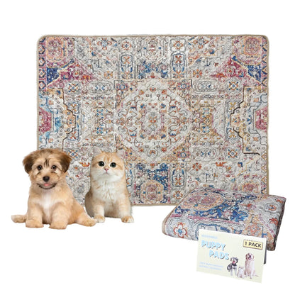2pc Bohemian Pee Pad for Pet Dogs Cats，46.8x35“ Reusable Puppy Pads Super Absorbent Leakproof Dog Training Pads, winter