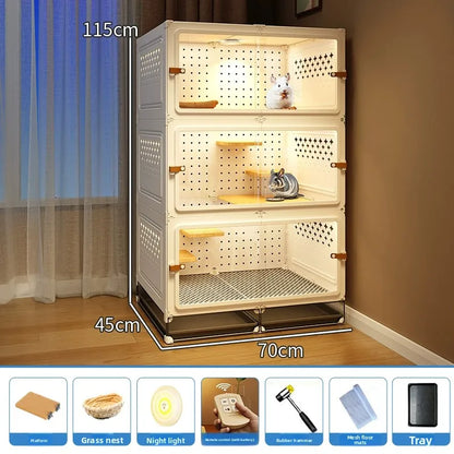 Deluxe Chinchilla Cabinet Cage 3 Level Squirrel Hutch Glider Enclosure Big House
