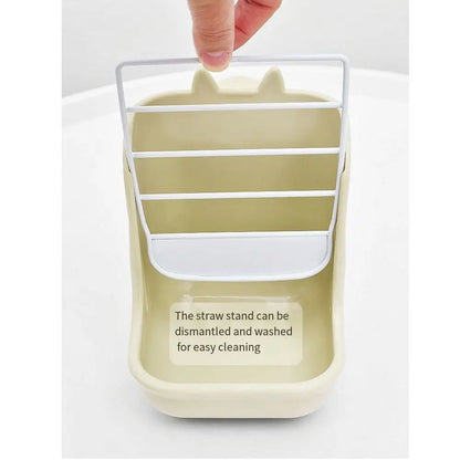 Hanging Rabbit Cage Bowl Anti Scratching Frame Rack 2 in 1 Food Trough Large Capacity Fixable Grass Feeding Rack Bunny