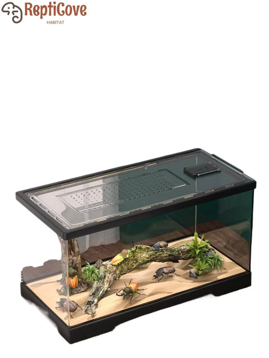 Transparent Rainforest Reptile Breeding Box for Bearded Dragon Lizard Hermit Crab,Palace Guard Ecological Crawling Pet Terrarium