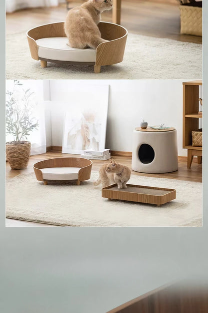 Wooden Pet Beds Mats and Furniture Indoor Cat House Soft Luxury Skidproof Cats Bed Sofa Comfortbale Cat Supplies Products