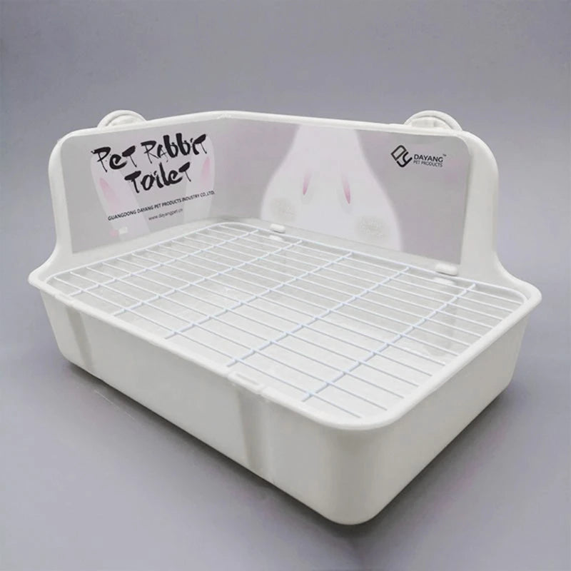 Rabbit Litter Box Toilet for Small Animal Corner Litter Pan Bunny Potty Trainer