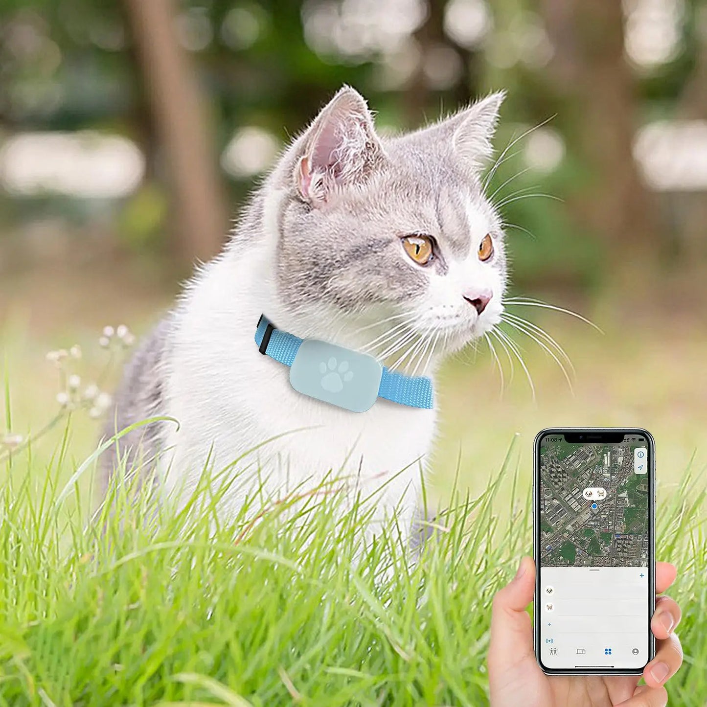 Cat Trackers GPS Cat Tracker Collar Pet Kitten GPS Collar Multifunctional Pet Smart GPS Trackers Pets Accessories IOS Compatible