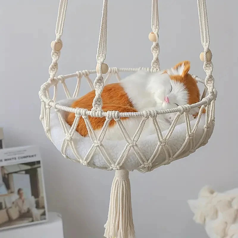 Pet Cat Hammock Swing Bed Bohemian Handwoven Tapestry Cotton Macrame For Home Bedroom Decoration Wall Hanging Without Mat