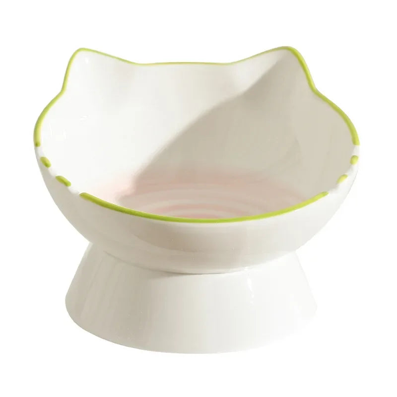 Cat Bowl Ceramic Cat Food Bowl Dog Bowl Food Bowl Rice Bowl Large-diameter Water Bowl Slanted Mouth Bowl Anti Knock Pet Supplies