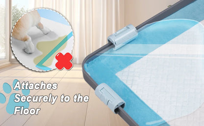 Dog Potty Pad Holder with Raised Edges and Leak-Proof Design - No-Spill Training Pads for Puppies to Safely Protect Floors