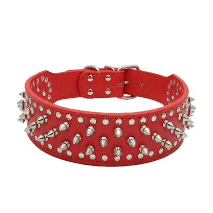 Skull Spiked Studded Leather Dog Collar For Medium Large Dogs Bulldog Adjustable Anti-Bite Neck Strap Collars Leash Accessories