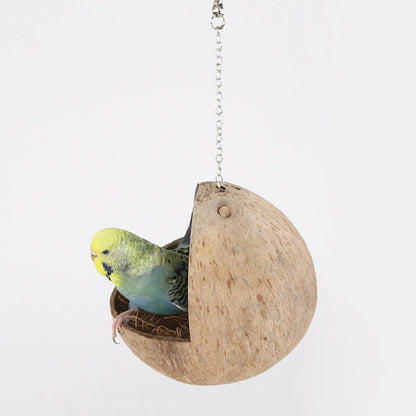 Coconut Shell Bird Nest Bird Cage Coconut Parrot House Outdoor Coconut Bird Shell for Lovebird Canary Hamster Budgies Parrot