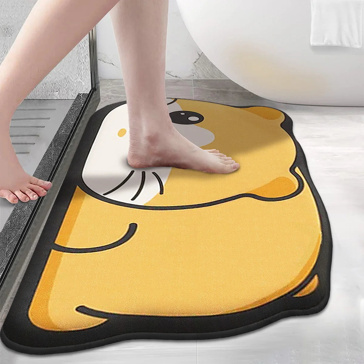 Cute coral velvet thickened bathroom non-slip floor mat decoration stain-resistant mat absorbent floor mat entrance door mat