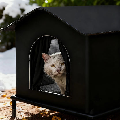 Cat House for Outdoor Cats Weatherproof and Insulated Feral Cat House with Mat and Canopy Easy to Put Together Cat Shelter