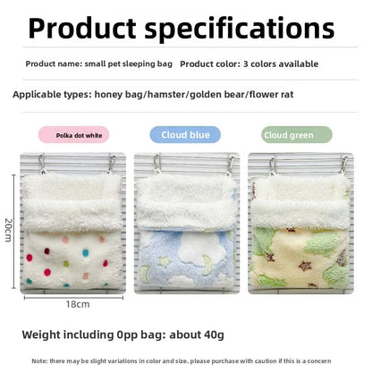 Plush Hammock Pet Swing Bag Warm Rat Sleeping Bag Cloud Pattern Sugar Gliders Sleeping Pouch Soft Comfortable Hamster  Cages
