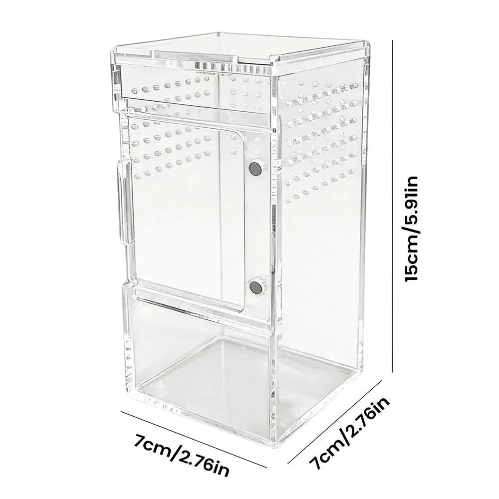 Spider Enclosure Clear Acrylic Reptile Box with Vent Sliding Lid Cage for Jumping Spider Tortoise Snake Gecko Crab Habitat