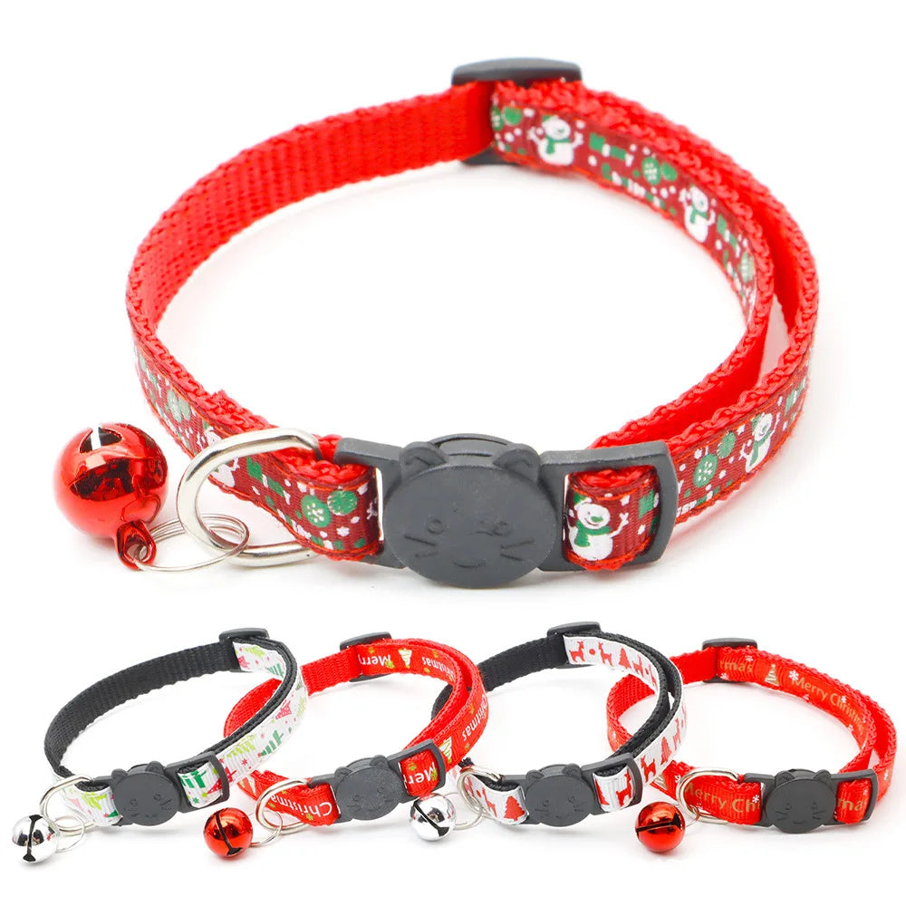 20pcs/ lot Dog Collar Christmas Ornaments Neck Ring Xmas Dog Leash Tag Accessories Cat Ring Holiday Gifts