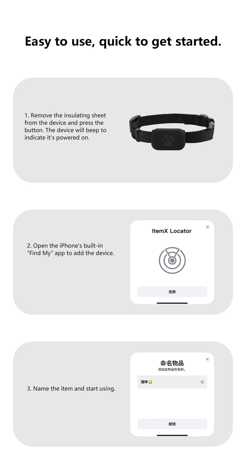 New Pet GPS Tracker Collar for Cats Dogs iOS Compatible Find My Device Anti Lost Waterproof Real Time Tracking Smart Locator