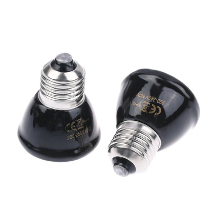 1Pc 220-240V Far Infrared Heating Lamp Black Ceramic E27 Pet Warmer Bulb Brooder Chickens Tortoise Lizard Reptile Light 20-80W