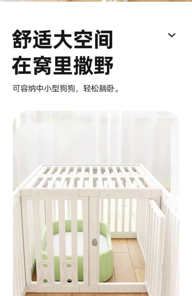 Indoor Outdoor Dog Enclosure Plastic Modular Pet Guardrail with Top Cage Pet Home Products Ventilation Accessories Dog Fences
