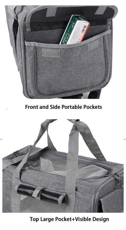 Pet Carrier with Wheels for Dogs Up To 15lbs & Cat  Airline Approved Dog Carrier Rolling Pet Carrier Foldable Pet Stroller