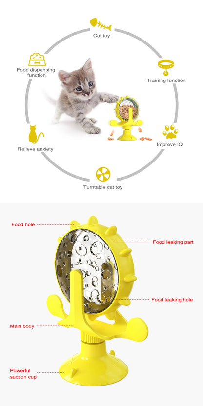 cat treat wheel, interactive puzzle feeder,  food dispensing toy, fun cat games, indoor cat entertainment