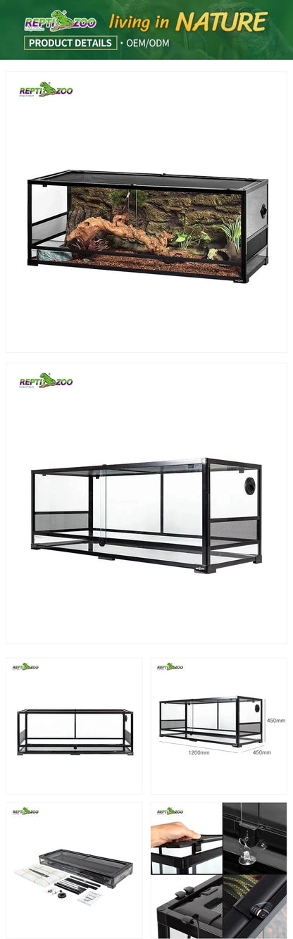 Reptile Terrarium 242 L 1.2 Meter 64 Gal Big Reptile Enclosure Glass Bearded Dragon Tank Habitat