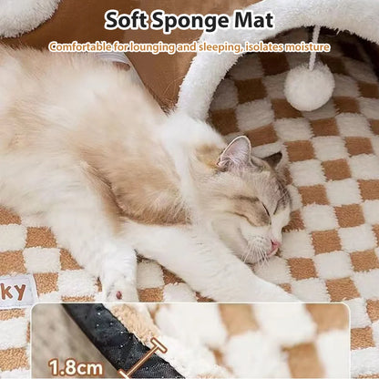 Cat Bed Tunnel Cat Play Tunnel Warm Shelter Tent House Toys for Dog Pet Animal Indoor Outdoor Wall-Corner Games Outside