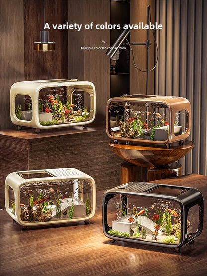 Creative Aquarium Fish Tank Ecological Landscape Set Integrated Filtration Oxygen Generation Machine Transparent Turtle Tank