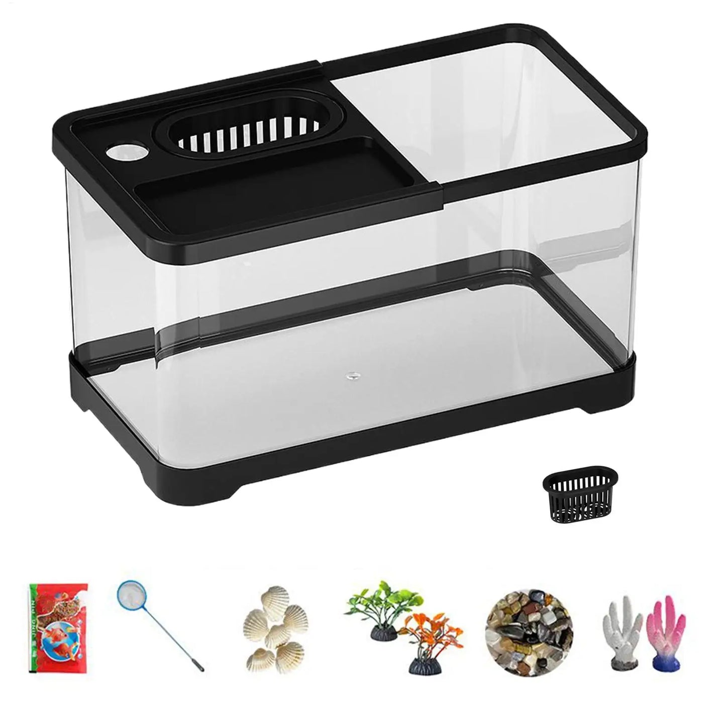 Fish Tank Starter Kit Fish Tank Kit With Decoration Accessories Underwater Landscape Decoration Compact Glass Aquarium Set