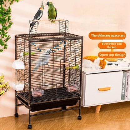 Luxury Bird Cage Large Parrot Birds Cages Accessories Drawer Wheels Birds Houses Lock Parrots Pigeon Feeder Birdcage Supplies