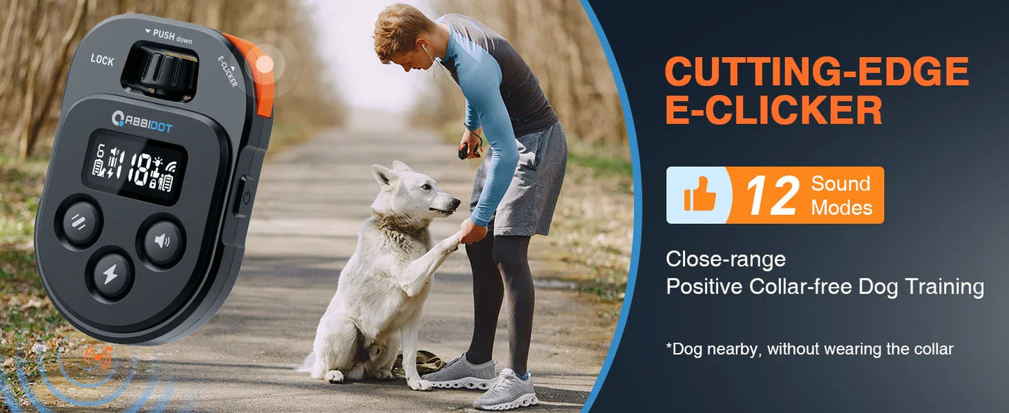 ABBIDOT T60 Dog Training Collar 2 in 1 Strap With E-clicker Electric Shock 4100ft 1250m Waterproof 118 Levels 2024 New Version