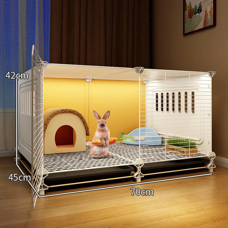 ZQ Rabbit cage Rabbit cage with toilet Rabbit  Household large guinea pig guinea pig Ornamental villa plastic