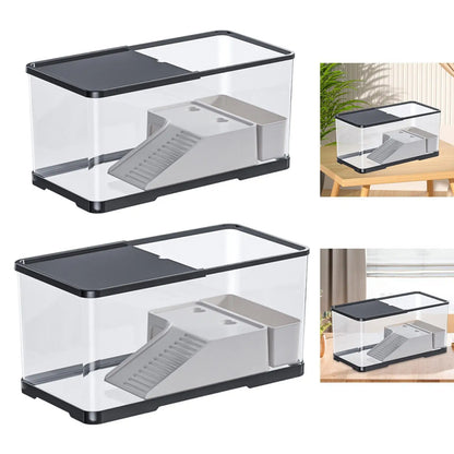 Turtle Tank Multifunction with Cover Sturdy Reptile Habitat with Basking for Frog Tortoises Leopard Amphibians Terrapin
