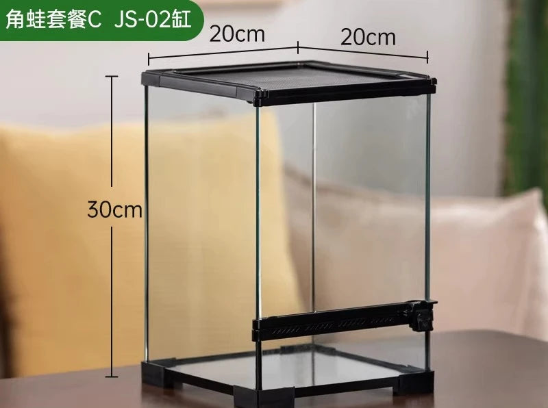 Ecological landscape reptile terrarium with natural decoration,suitable for chameleon,horned frog,and lizard,full habitat set