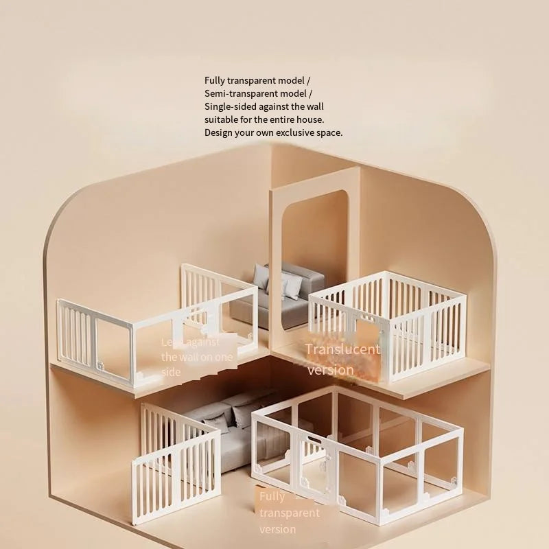 Dog enclosure Indoor panoramic transparent stitched isolation fence Visible pet cage Small dog safety cage Teddy Pomeranian