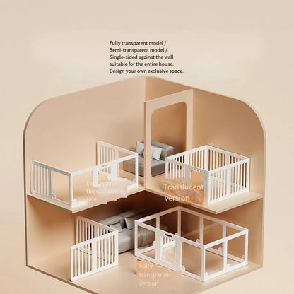 Dog enclosure Indoor panoramic transparent stitched isolation fence Visible pet cage Small dog safety cage Teddy Pomeranian