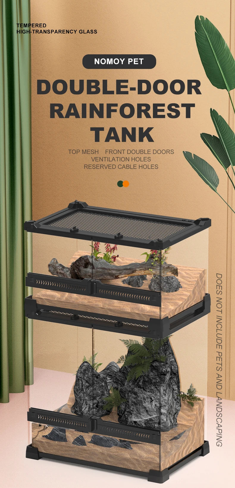 Best Tempered Glass Pet Reptile Enclosure Terrarium Glass Containers Paludarium Tank For Pets