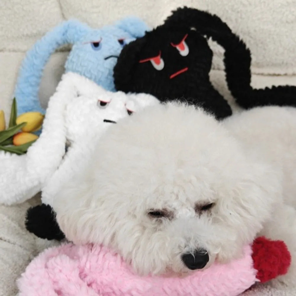 Portable Long Eared Rabbits Pet Stuffed Animal Bite-Resistant Dog Chew Tooth Cleaning Soft Gnawing Puppy Medium Small Dog