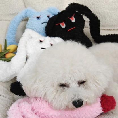 Portable Long Eared Rabbits Pet Stuffed Animal Bite-Resistant Dog Chew Tooth Cleaning Soft Gnawing Puppy Medium Small Dog