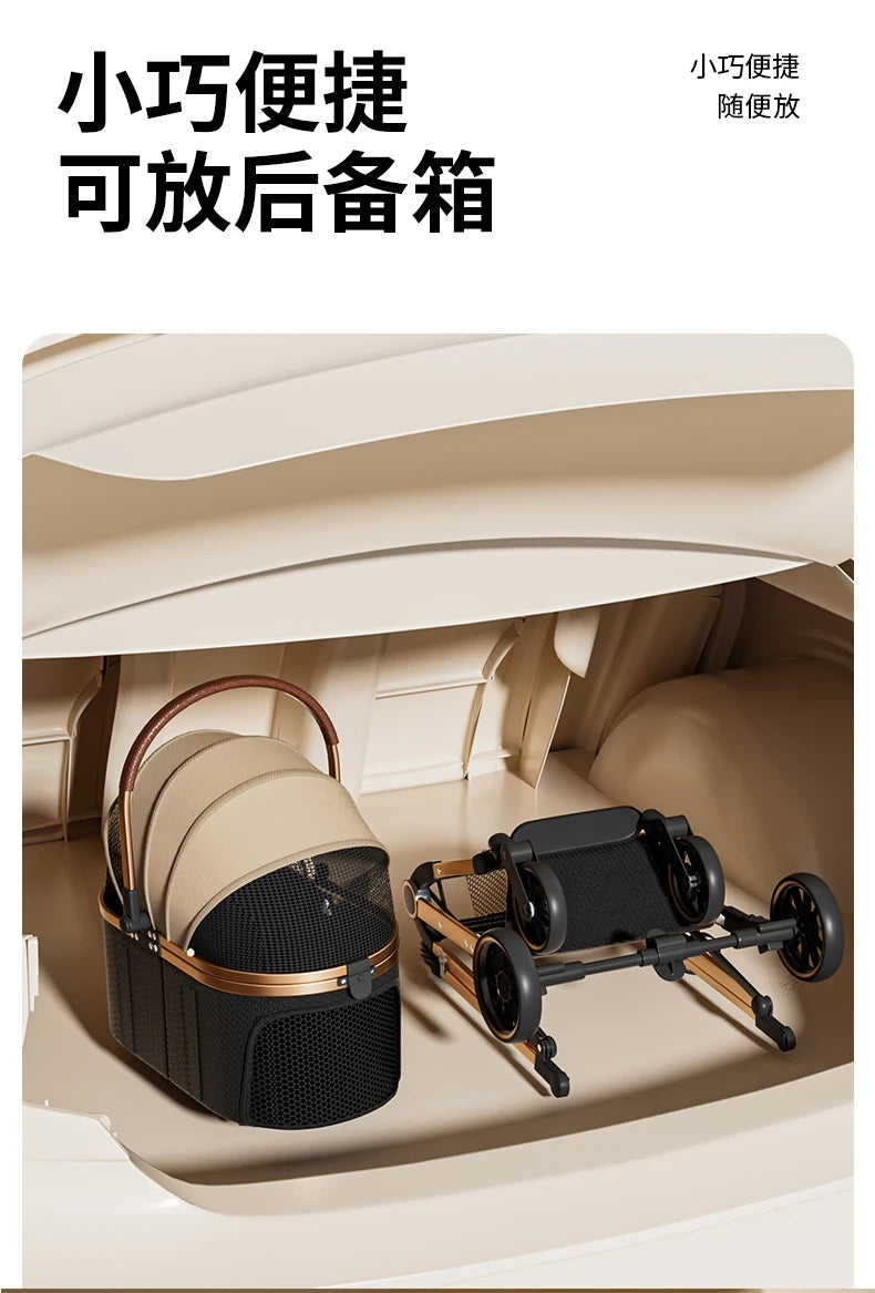 Pet 2-in-1 Portable Foldable Pet Strollers with Detachable Bag for Dogs Cats and Small Outdoor Pet Carts Basket Can Be Separated
