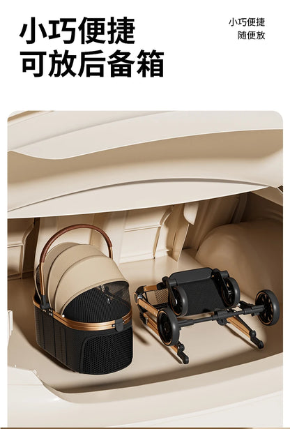 Pet 2-in-1 Portable Foldable Pet Strollers with Detachable Bag for Dogs Cats and Small Outdoor Pet Carts Basket Can Be Separated