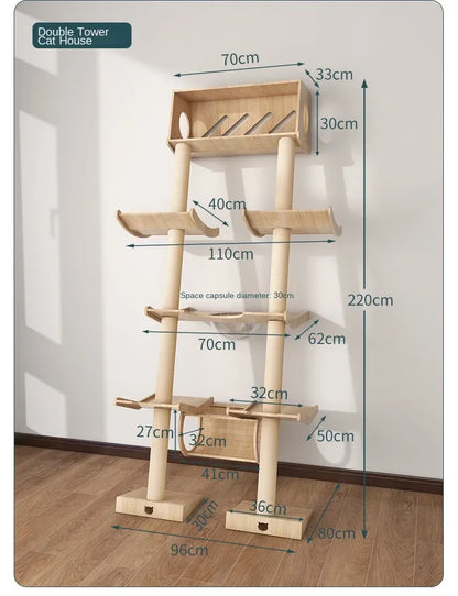 Luxury Large Cat Trees & Towers Wood Scratching Post for Cat Toys Gym Hiding House Sleeping Pad Cooling Pad Pets Stuff Products