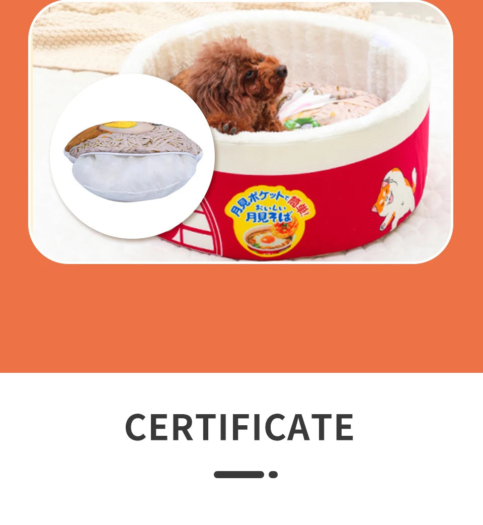 Pets Dog Cat House Kennel Super Large Instant Noodle Warm Dog Cat Nest Beds Cushion Udon Cup Noodle Pet Bed Cozy Nest