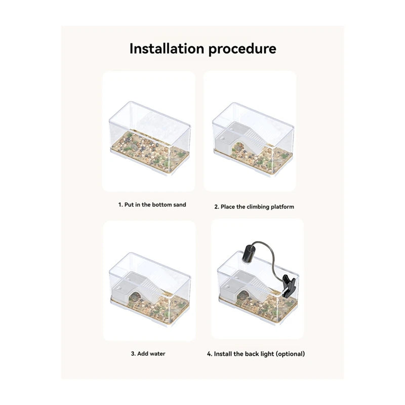 New Turtle Tank Habitat Kit Hatching Breeding Case Decor Turtle Terrarium Basking Platform With Multi-Function Area