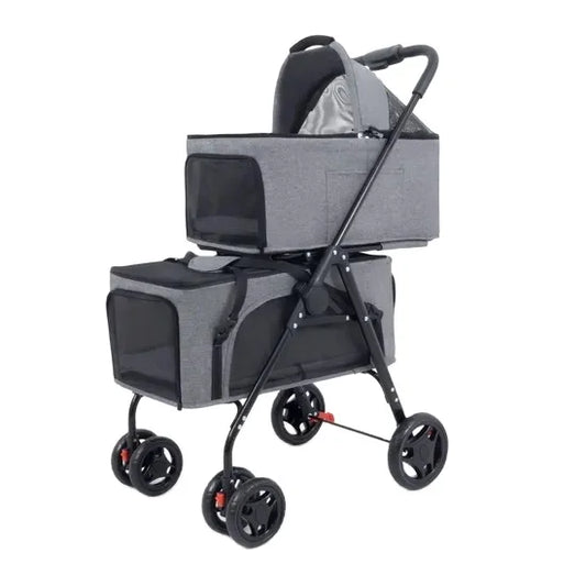 Lightweight Foldable Portable Pet Stroller Double Layer Can Be Separated Cart for Travel