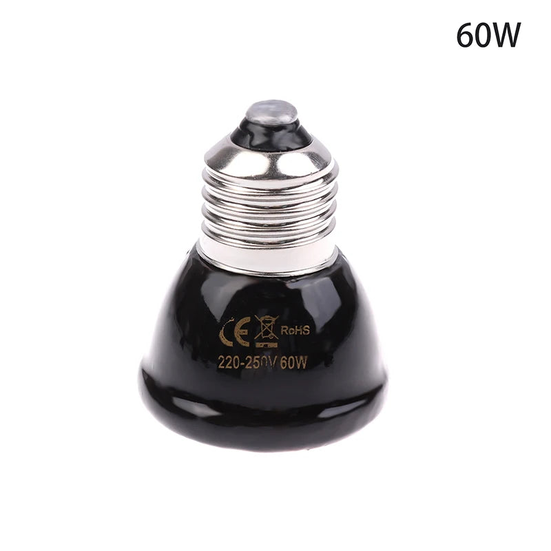 1Pc 220-240V Far Infrared Heating Lamp Black Ceramic E27 Pet Warmer Bulb Brooder Chickens Tortoise Lizard Reptile Light 20-80W