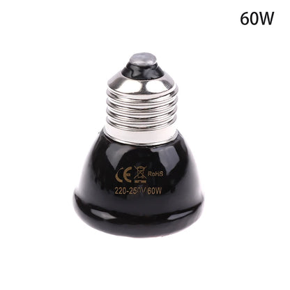1Pc 220-240V Far Infrared Heating Lamp Black Ceramic E27 Pet Warmer Bulb Brooder Chickens Tortoise Lizard Reptile Light 20-80W