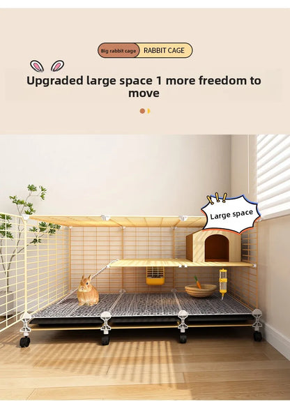 Large Two-Story Rabbit Cage Metal Wire Pet Hutch with Removable Tray Home Bunny House for Indoor Spacious Habitat for Rabbit