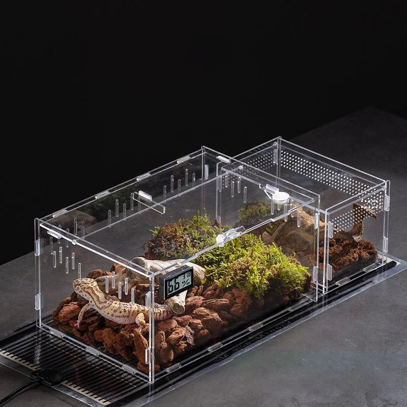 Acrylic Transparent Reptile Breeding Box Terrarium Habitat Insect Spider Lizard Scorpion Feeding Cage Arboreal Enclosure Case
